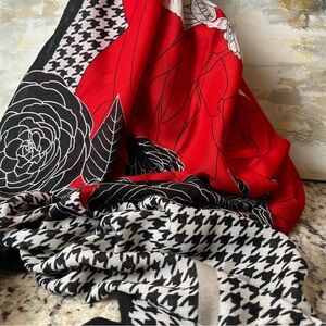 Red and Black Floral Scarf